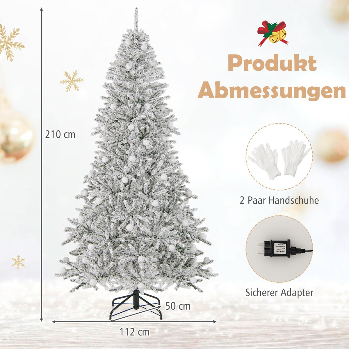 LIVSK Kunstkerstboom met 350 Warmwitte LED - lampen - 3 Lichteffecten - Sneeuw - bekleed - 210 cm - 905 Takpunten - Zilver