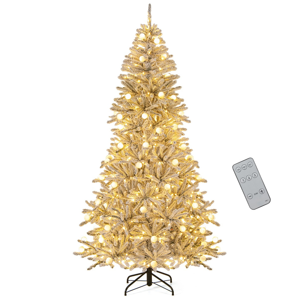 LIVSK Kunstkerstboom met 350 Warmwitte LED - lampen - 3 Lichteffecten - Sneeuw - bekleed - 210 cm - 905 Takpunten - Zilver