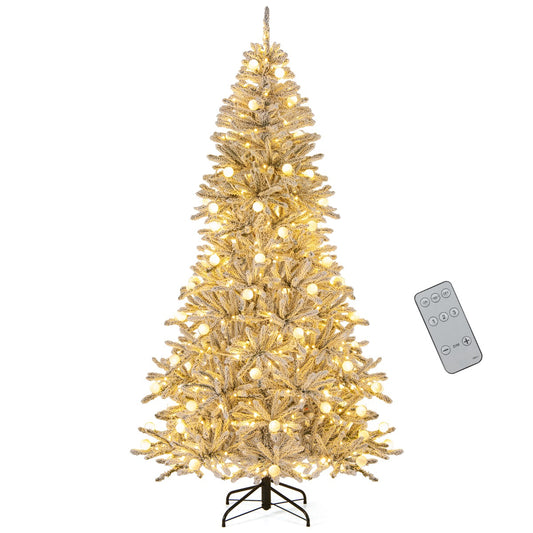 LIVSK Kunstkerstboom met 350 Warmwitte LED - lampen - 3 Lichteffecten - Sneeuw - bekleed - 210 cm - 905 Takpunten - Zilver