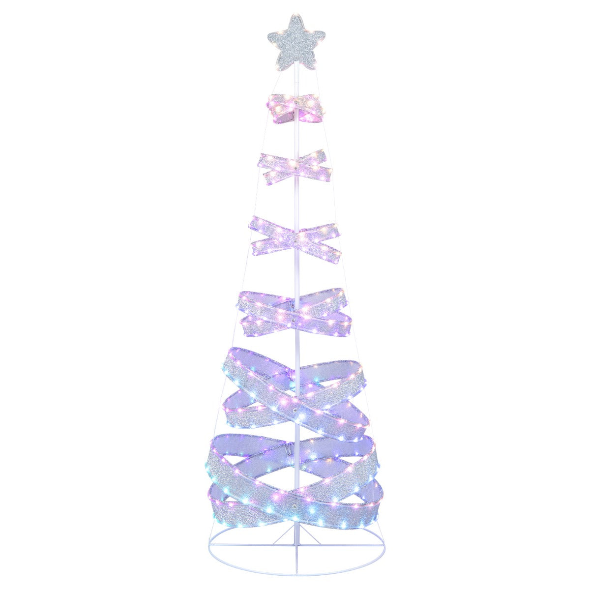 LIVSK Spiraalvormige Kerstboom - 341 Kleurveranderende LED's - 34 Verlichtingsmodi - Opvouwbaar - 70 x 70 x 210 cm - Wit