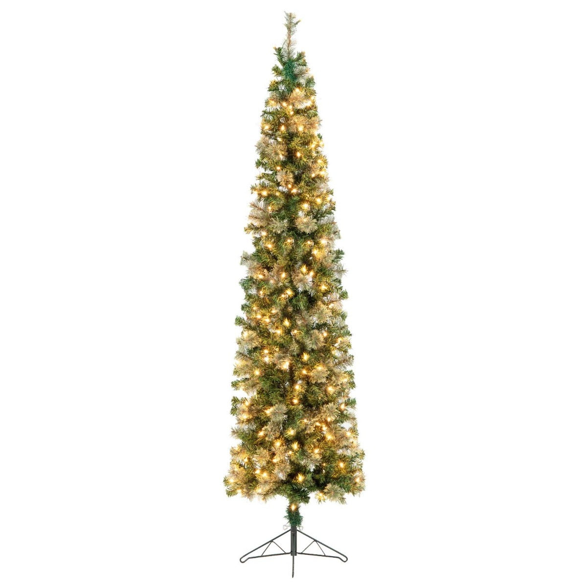 LIVSK Voorverlichte Halve Kunstkerstboom - 403 Takuiteinden - 150 Warmwitte LED-lampjes - Ruimtebesparend - 210 cm - Groen