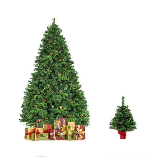 Livsk costway 210cm kunstkerstboom en 64cm kleine kerstboom grote kerstboom 460 leds en tafelkerstboom 50 leds