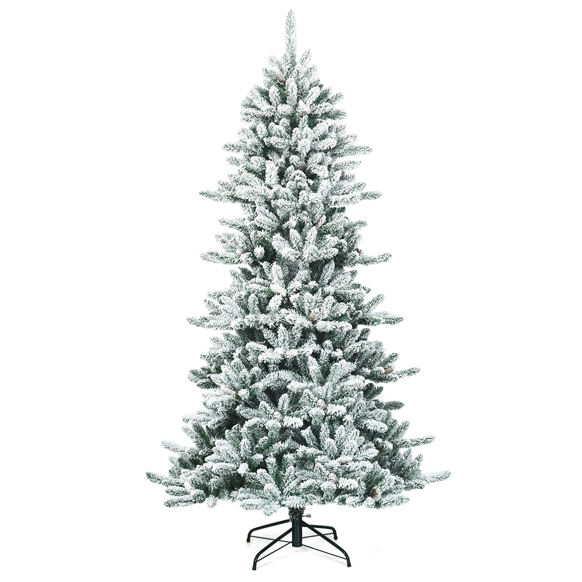 LIVSK Sneeuw Gevlokte Kerstboom - Hoogwaardige PVC - 210 cm - 1108 Takken - Eenvoudig op te zetten - Groen + Wit