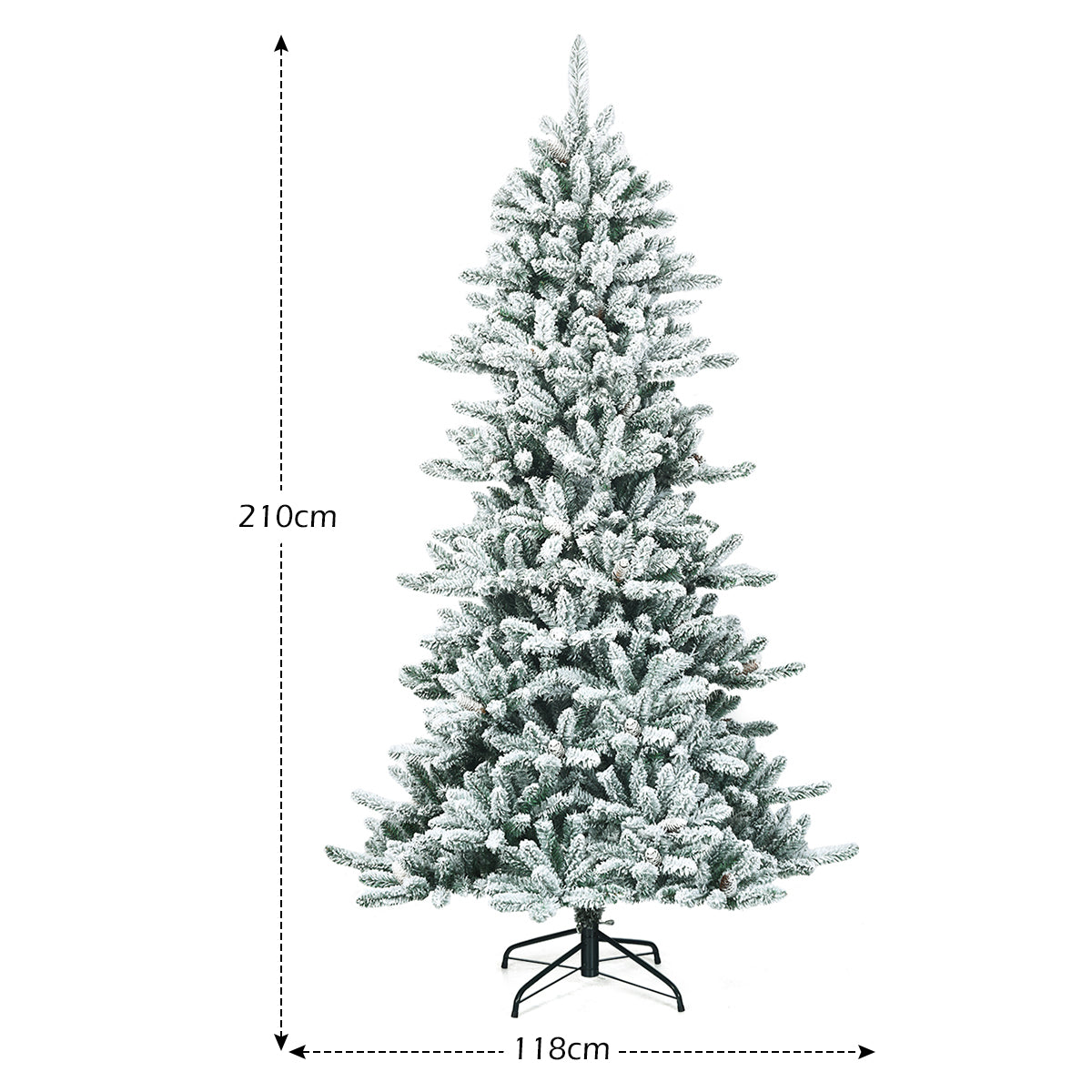 LIVSK Sneeuw Gevlokte Kerstboom - Hoogwaardige PVC - 210 cm - 1108 Takken - Eenvoudig op te zetten - Groen + Wit