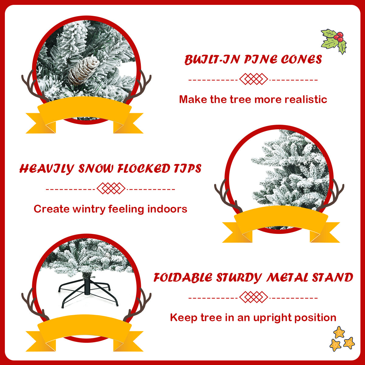 LIVSK Sneeuw Gevlokte Kerstboom - Hoogwaardige PVC - 210 cm - 1108 Takken - Eenvoudig op te zetten - Groen + Wit