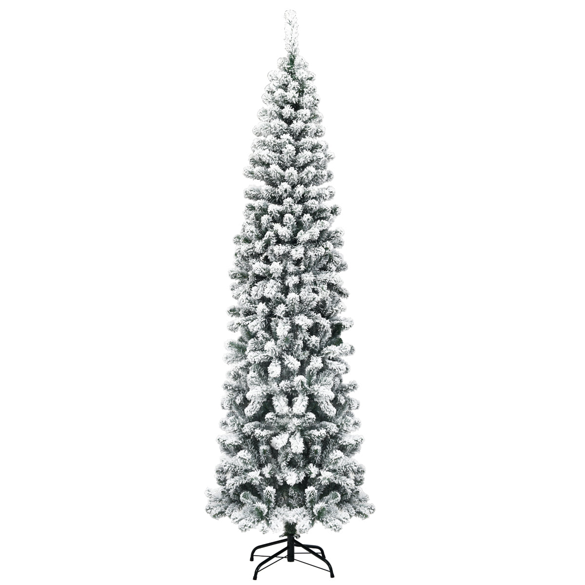 LIVSK Besneeuwde Kunstkerstboom 225 cm - 641 PVC-takken - Stevige metalen standaard - Opvouwbaar - Kerstdecoratie - Wit