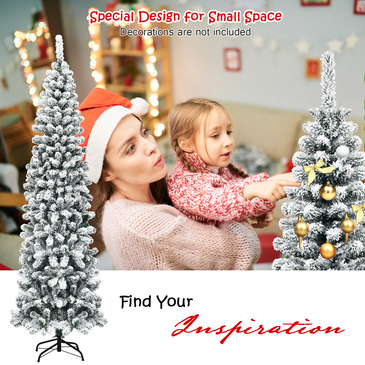 LIVSK Besneeuwde Kunstkerstboom 225 cm - 641 PVC-takken - Stevige metalen standaard - Opvouwbaar - Kerstdecoratie - Wit