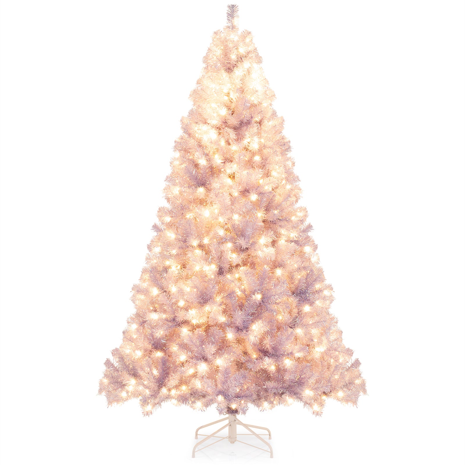 LIVSK Kunstkerstboom 225 cm - 1300 Takpunten - 550 Warmwitte LED-lampen - 8 Lichtmodi - Eenvoudige Montage - Paars