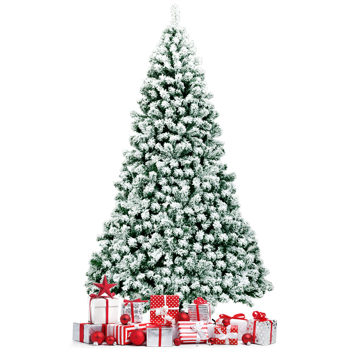 LIVSK Voorverlichte Sneeuw Bedekte Kerstboom - 1364 Takken - 550 LED-lampjes - Stevige Metalen Standaard - 225 cm - Groen