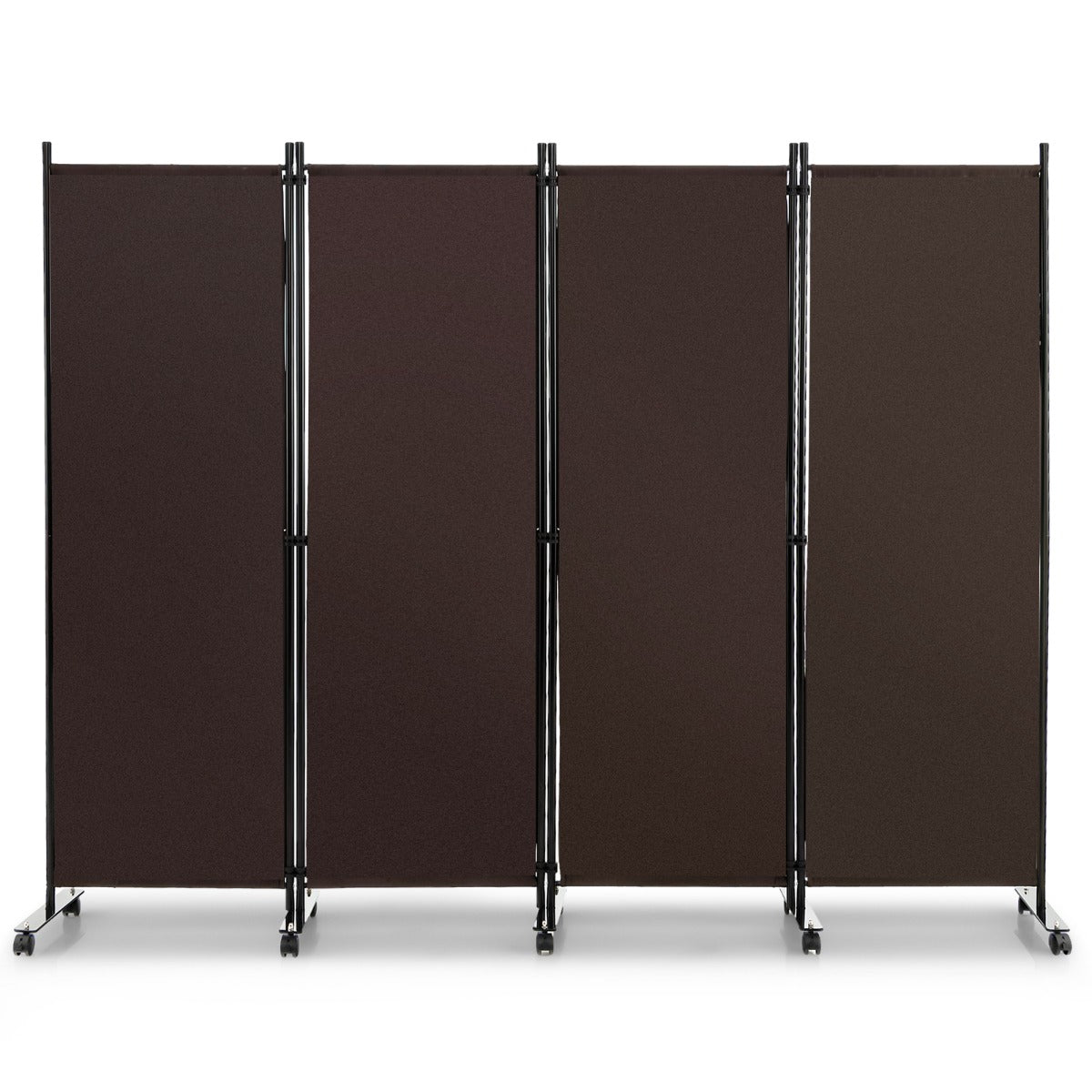 LIVSK Kamerscherm met 4 Panelen - Opvouwbaar en Verplaatsbaar - Hoogwaardig Metaal en Vezelweefsel - 225 x 30 x 173 cm - Bruin