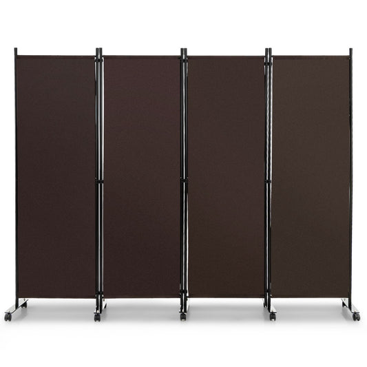 LIVSK Kamerscherm met 4 Panelen - Opvouwbaar en Verplaatsbaar - Hoogwaardig Metaal en Vezelweefsel - 225 x 30 x 173 cm - Bruin