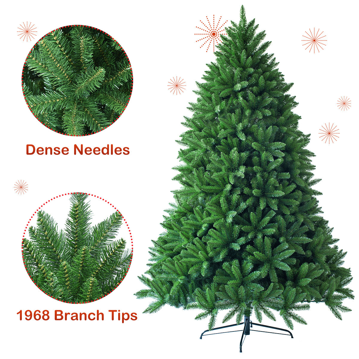 LIVSK Kunstkerstboom - Realistische PVC Takken - 1968 Takpunten - Opvouwbaar - Stevige Metalen Standaard - 135 x 225 cm - Groen