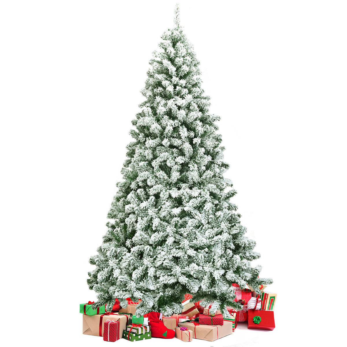 LIVSK Besneeuwde Kunstkerstboom - 1364 PVC-takken - Inklapbaar met Metalen Standaard - 225 cm - Groen