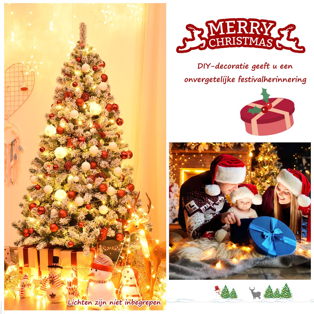 LIVSK Besneeuwde Kunstkerstboom - 1364 PVC-takken - Inklapbaar met Metalen Standaard - 225 cm - Groen