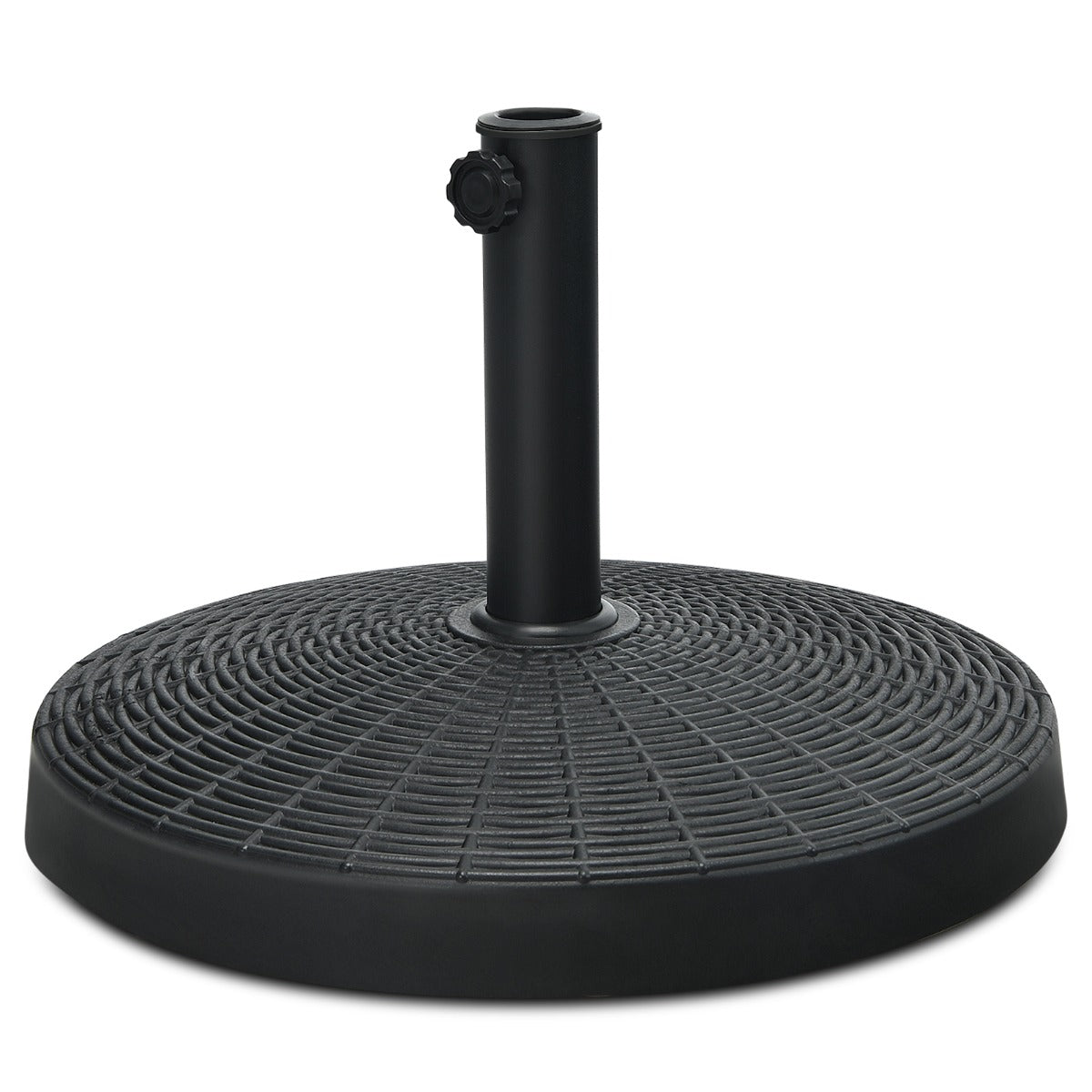LIVSK Paraplubak van Hars 22 kg - Rotan Ontwerp - Waterdicht en Lichtbestendig - Voor 38 mm en 48 mm Parasolstokken - Zwart