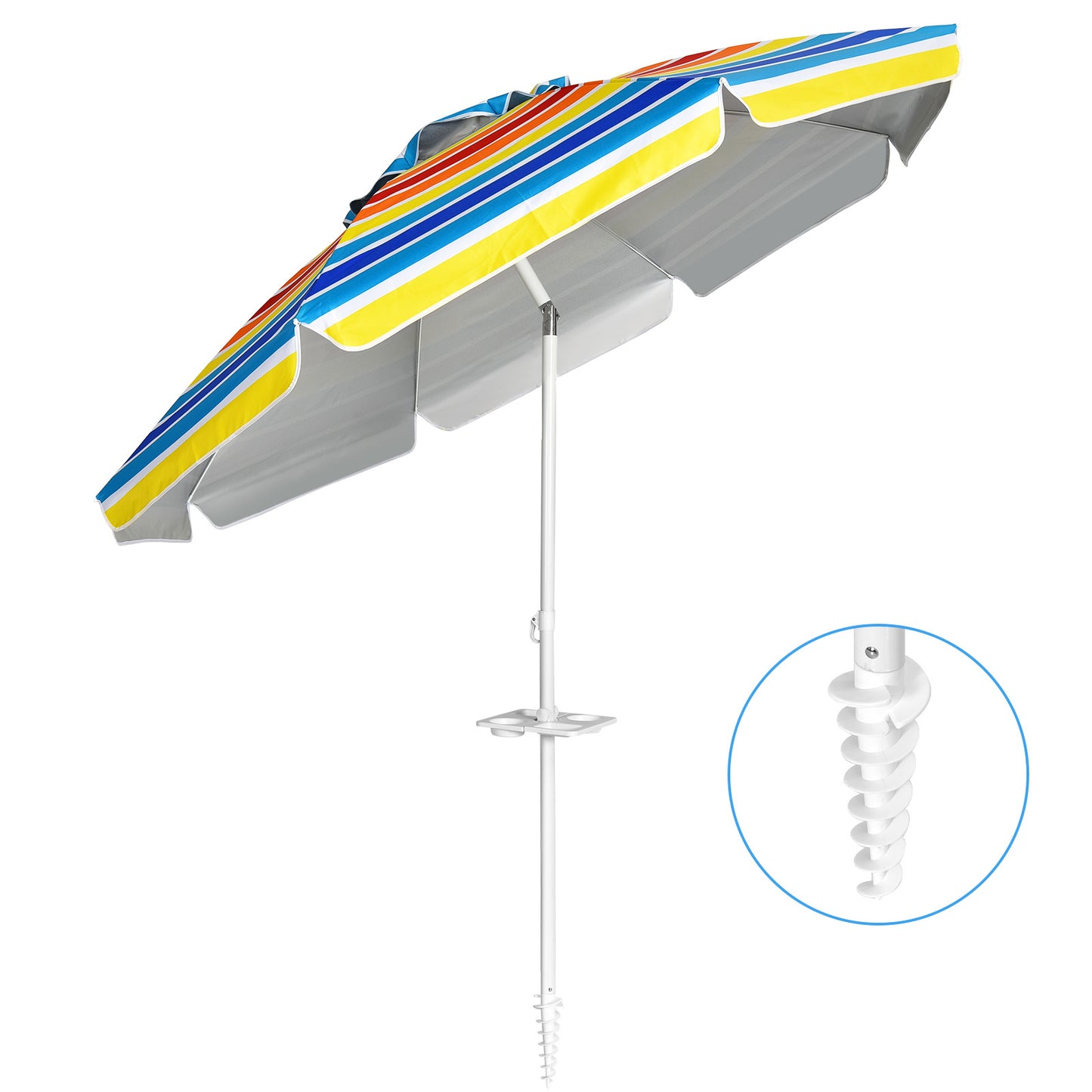 LIVSK Zonbescherming Parasol - Duurzaam en Kantelbaar - Stabiele Structuur - Inclusief Bekerhouder en Draagtas - Veelkleurig