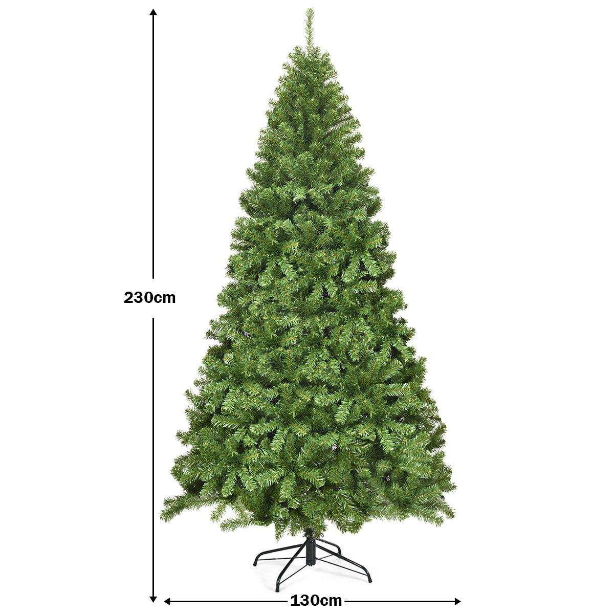 LIVSK Kunstkerstboom 230 cm - 1346 PVC Takken - Metalen Stand - Inklapbaar - Realistische Decoratie - Groen