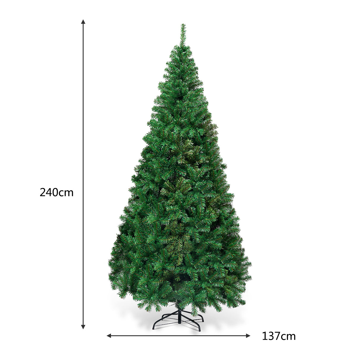 LIVSK Kunstkerstboom 240 cm - Milieuvriendelijk PVC - Eenvoudige Montage - Stabiele Metalen Standaard - Herbruikbaar - Groen