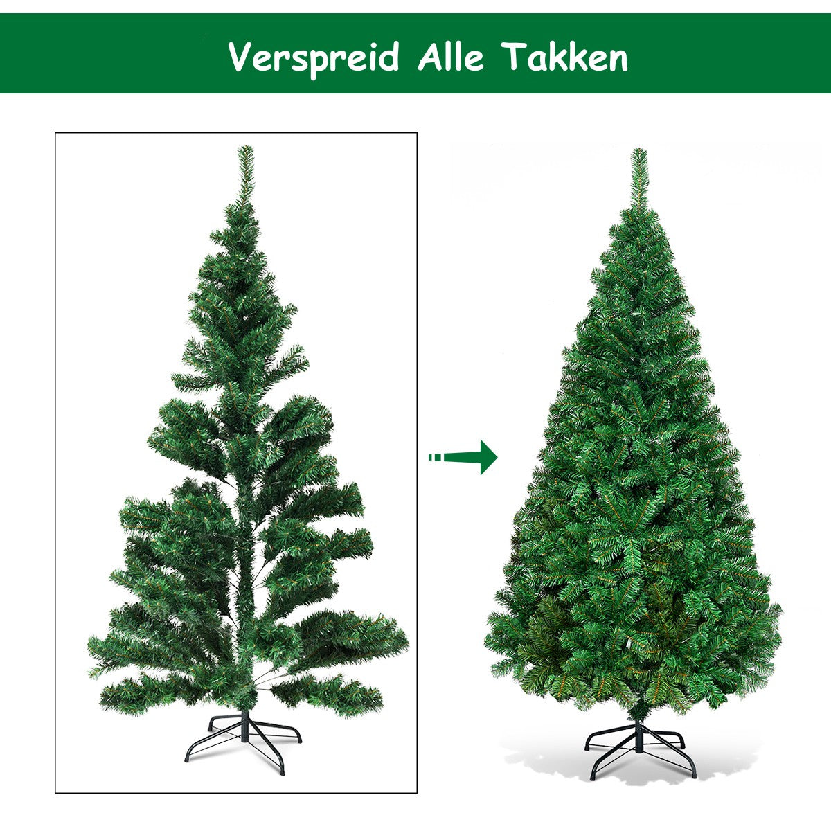 LIVSK Kunstkerstboom 240 cm - Milieuvriendelijk PVC - Eenvoudige Montage - Stabiele Metalen Standaard - Herbruikbaar - Groen