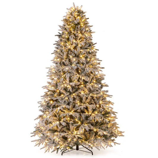 LIVSK Kunstkerstboom 240 cm - Sneeuwbedekte Takken - Warmwitte LED-verlichting - Veilig en Duurzaam - Groen & Wit