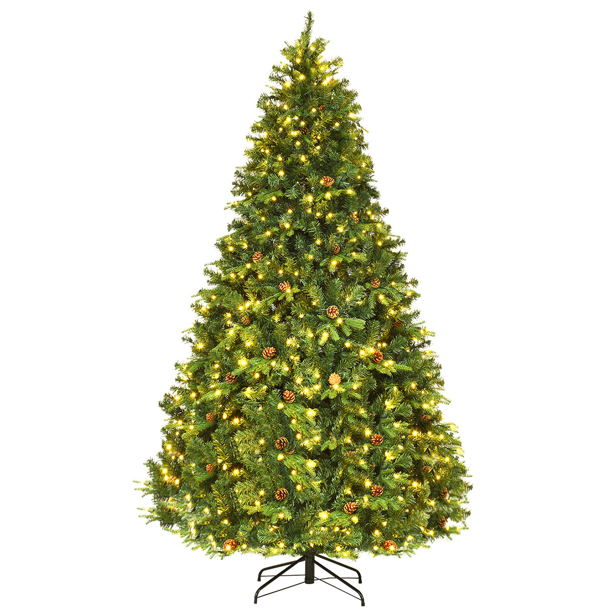 LIVSK Decoratieve Kunstkerstboom 240 cm - LED Verlichting - Dichte Takken - Metalen Standaard - Herbruikbaar - Groen