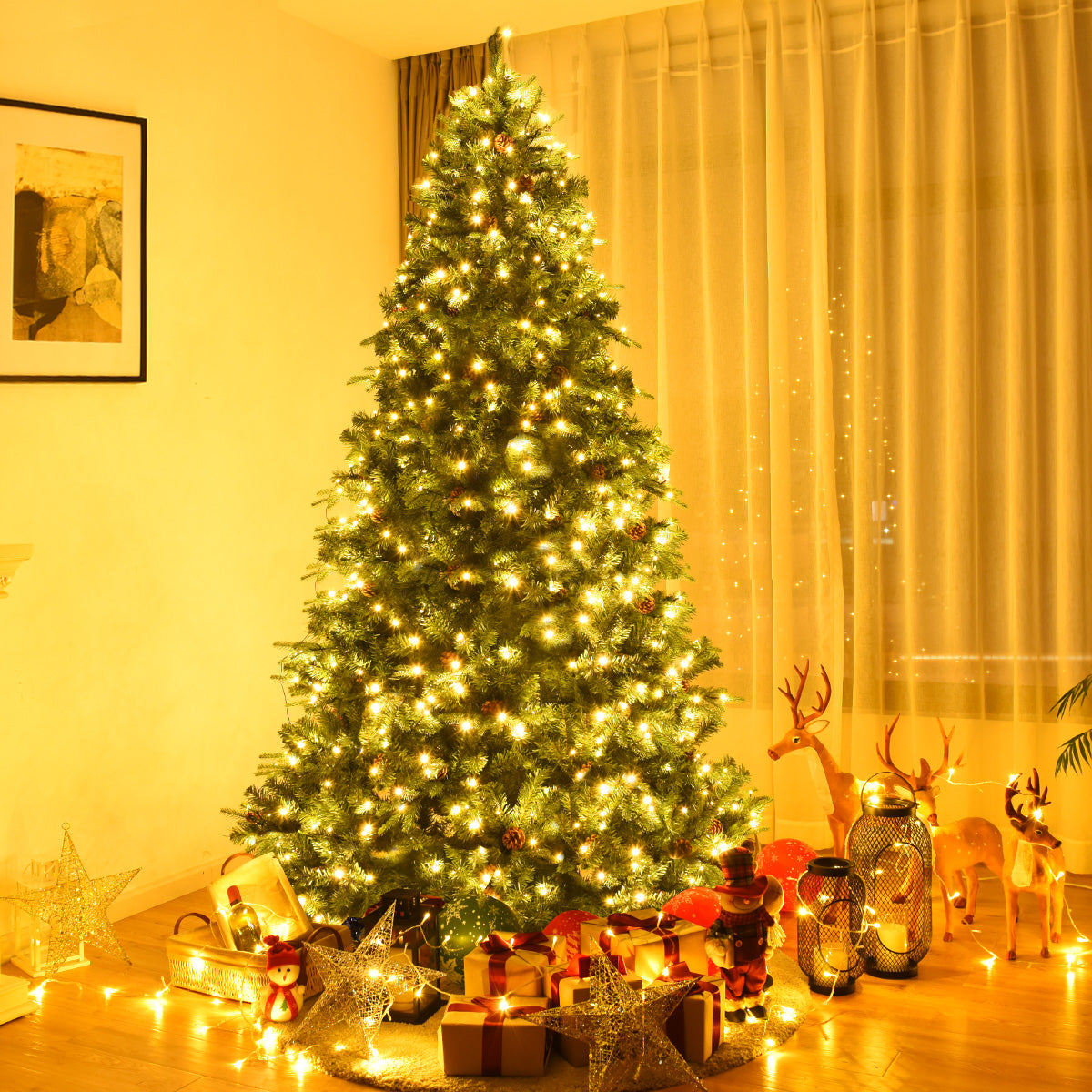LIVSK Decoratieve Kunstkerstboom 240 cm - LED Verlichting - Dichte Takken - Metalen Standaard - Herbruikbaar - Groen