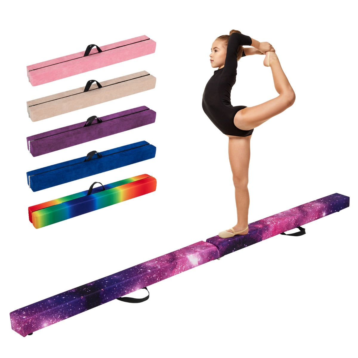 LIVSK Opvouwbare Evenwichtsbalk 240 cm - EPE-schuim met Houten Basis - Antislip - Ideaal voor Kinderen - Gymnastiek - Multicolor