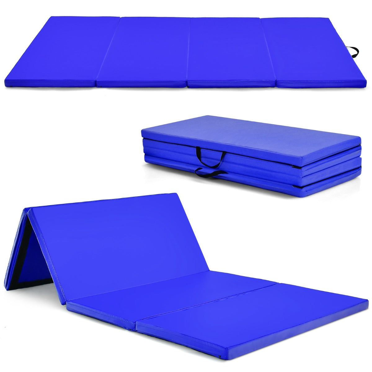 LIVSK Opvouwbare Gymnastiekmat - 240 x 120 x 5 cm - EPE-schuim - Waterdichte PU-hoes - Draagbaar met Handvat - Marineblauw