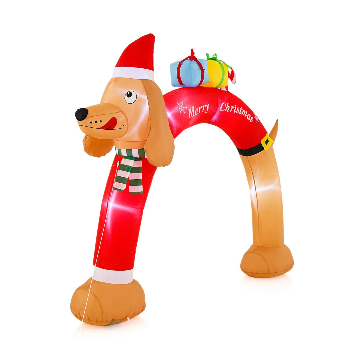 LIVSK Opblaasbare Kerstboog - Met LED-verlichting - Automatisch opblazen - Duurzaam Polyester - 300 x 100 x 242 cm - Kleurrijk