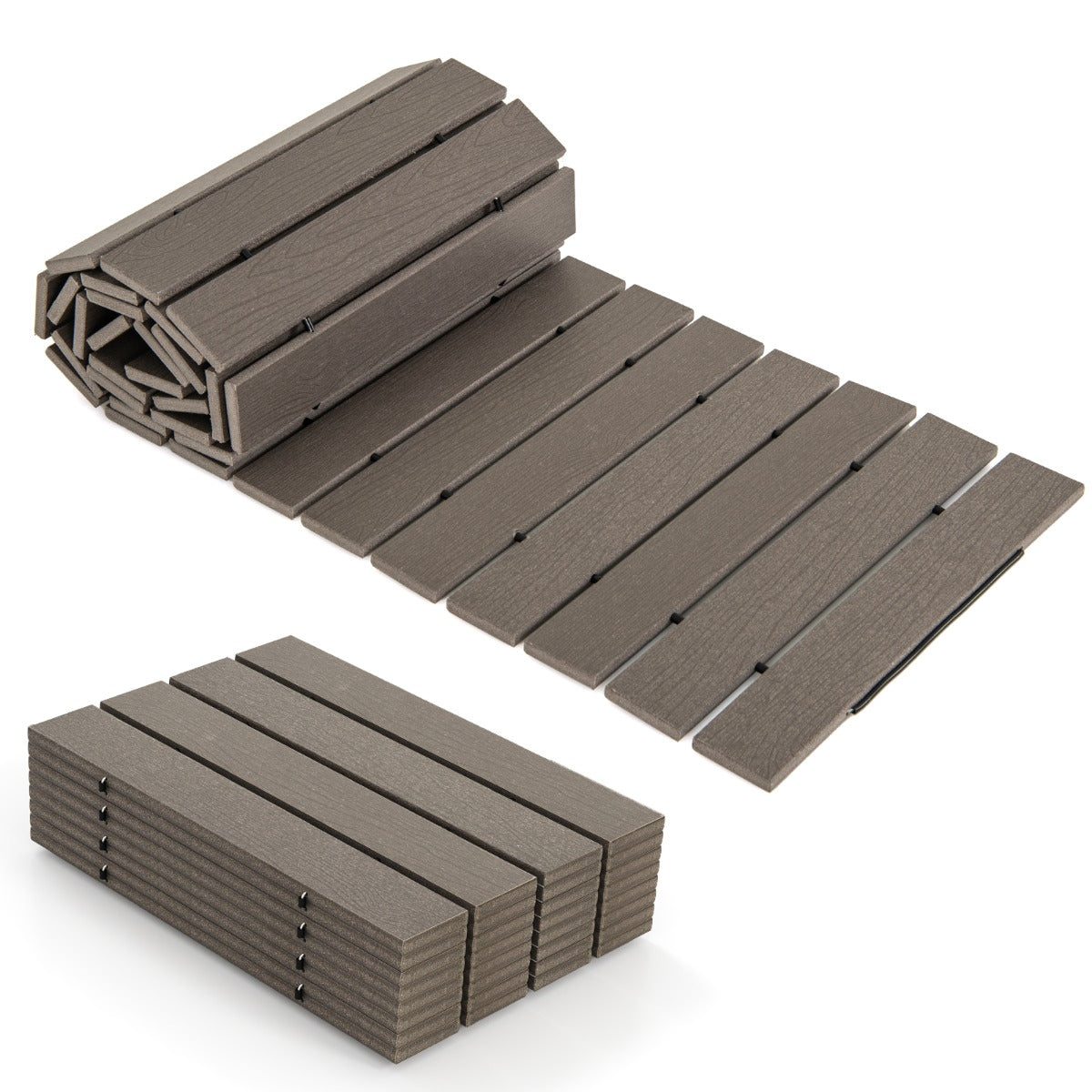 LIVSK Oprolbaar Tuinpad 242 x 43 x 1,2 cm - Antislip - Weerbestendig - Rustieke Houtnerf - Voor Tuin en Evenementen - Grijs