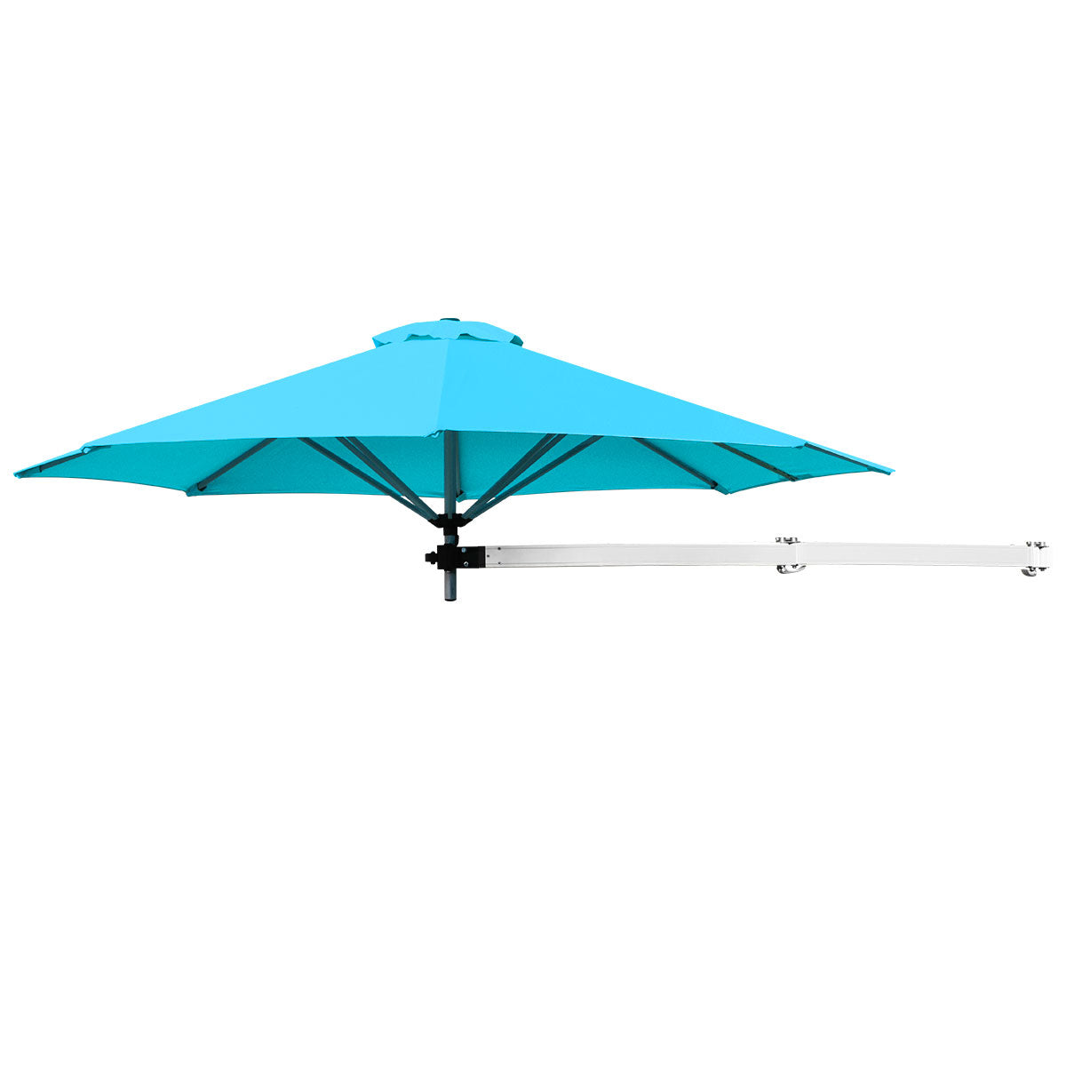 LIVSK Wandparasol - Wandmontage - Verstelbare Hoek - Duurzaam Aluminium - Kleurvast Polyester - 247 cm - Rood / Blauw