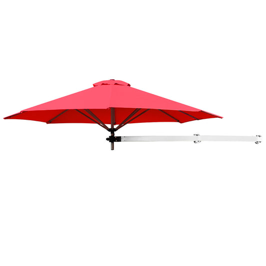 LIVSK Wandparasol - Wandmontage - Verstelbare Hoek - Aluminium Frame - Waterdicht Polyester - 247 cm - Rood / Blauw