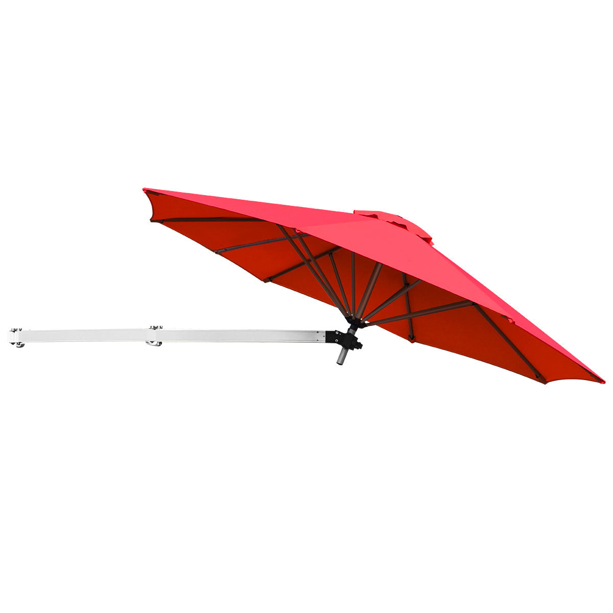 LIVSK Wandparasol - Wandmontage - Verstelbare Hoek - Aluminium Frame - Waterdicht Polyester - 247 cm - Rood / Blauw