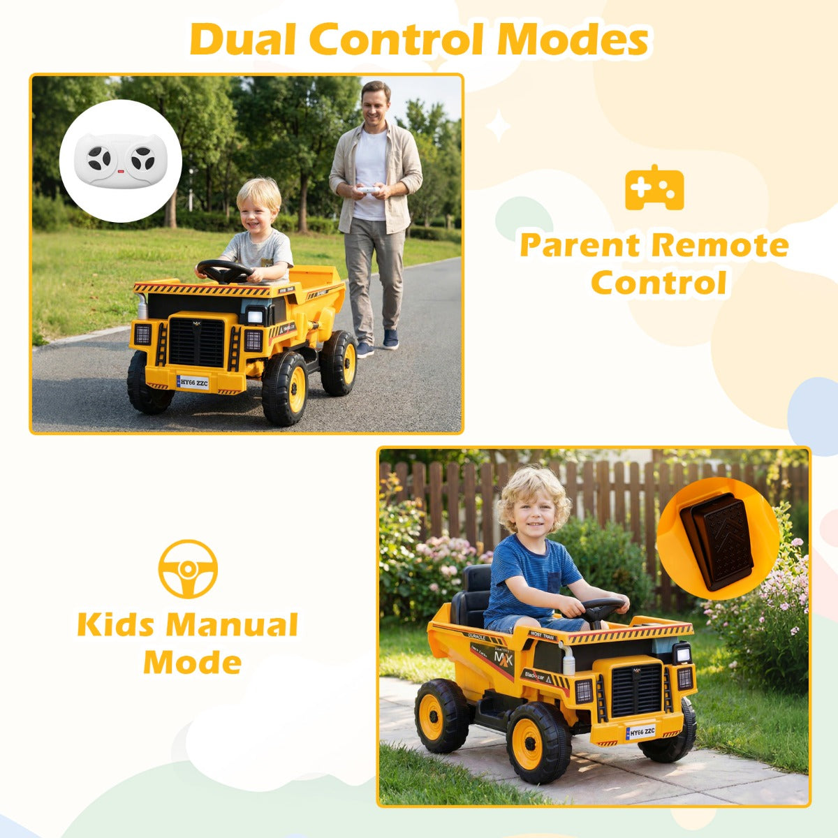 Livsk costway 24v elektrische kiepwagen voor kinderen batterijgevoede elektrische kinderwagen voor kinderen van 3 8 jaar 5