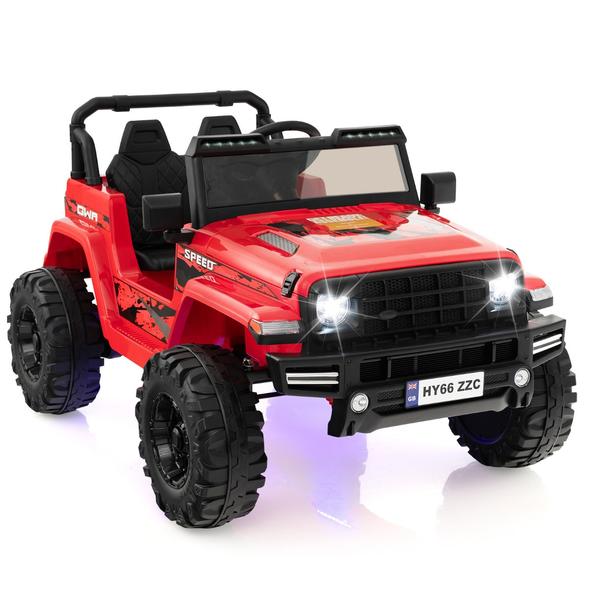 LIVSK Elektrische Truck voor Kinderen - 2-zitter met Veiligheidsgordel - 24V-batterij - 2 Snelheidsmodi - 77 x 115 x 67 cm - Rood