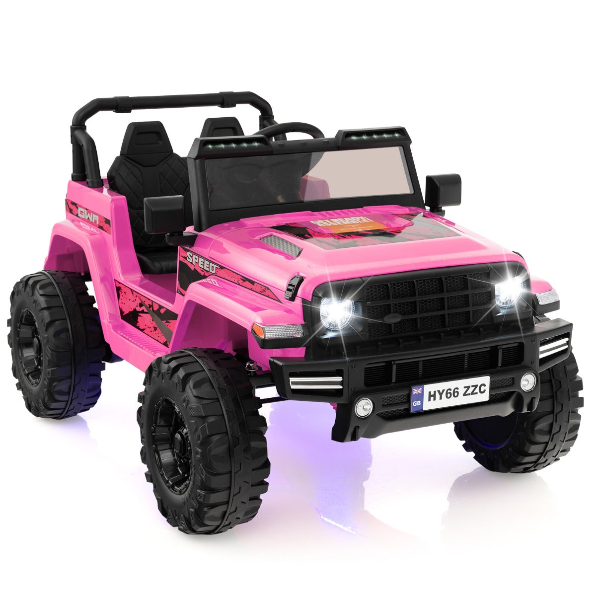 LIVSK 2-zits loopauto - Duurzaam PP en Metaal - 24V - Muziek en USB - Voor 3-8 jaar - Maximaal 35 kg - Roze