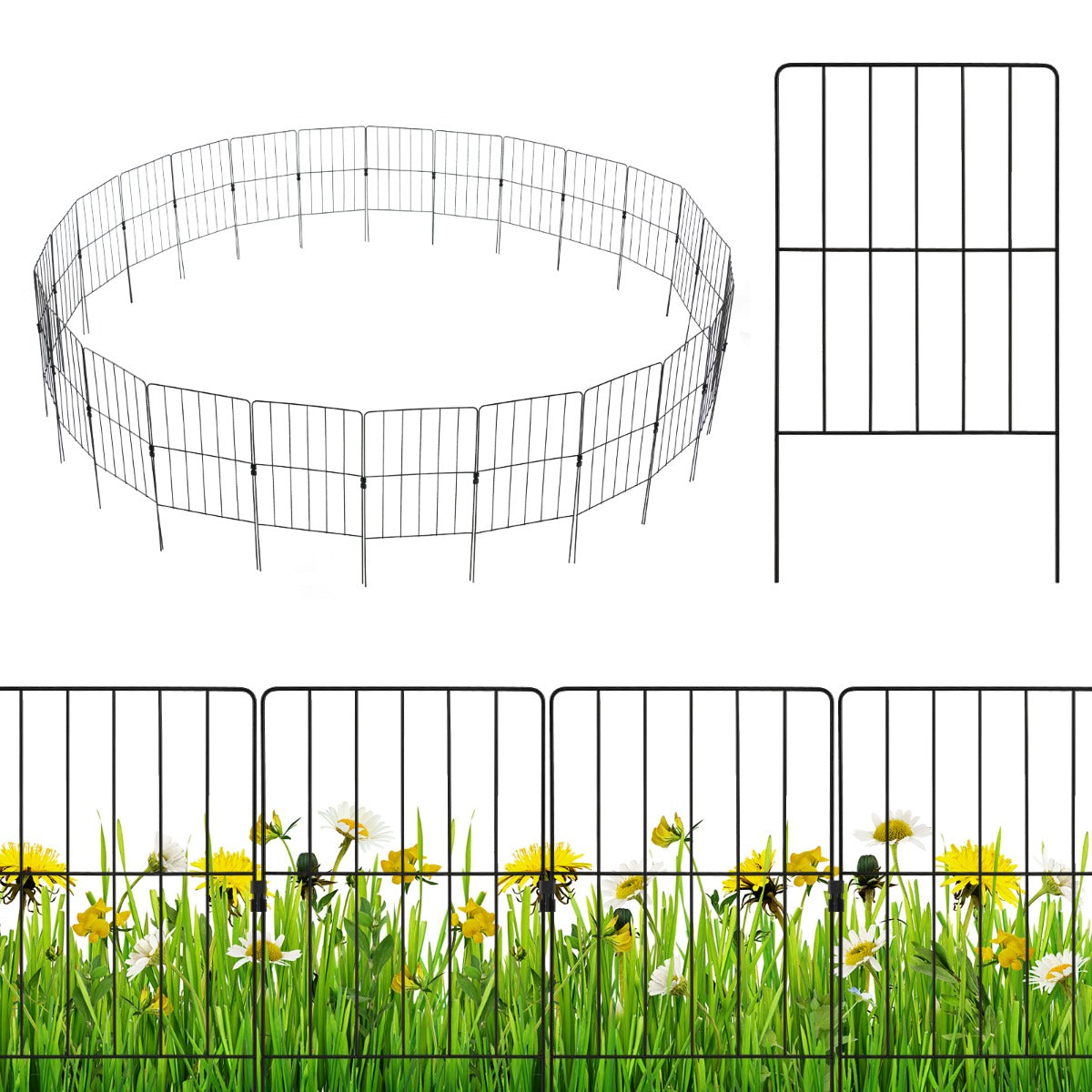 LIVSK Decoratieve Tuinafscheidingen - Set van 25 - Roestbestendig - Flexibel Ontwerp - Gereedschaploze Montage - Zwart