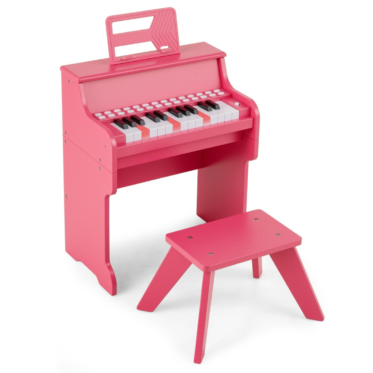 Livsk costway 25 toetsen kinderpiano met krukje mini elektronische piano roze