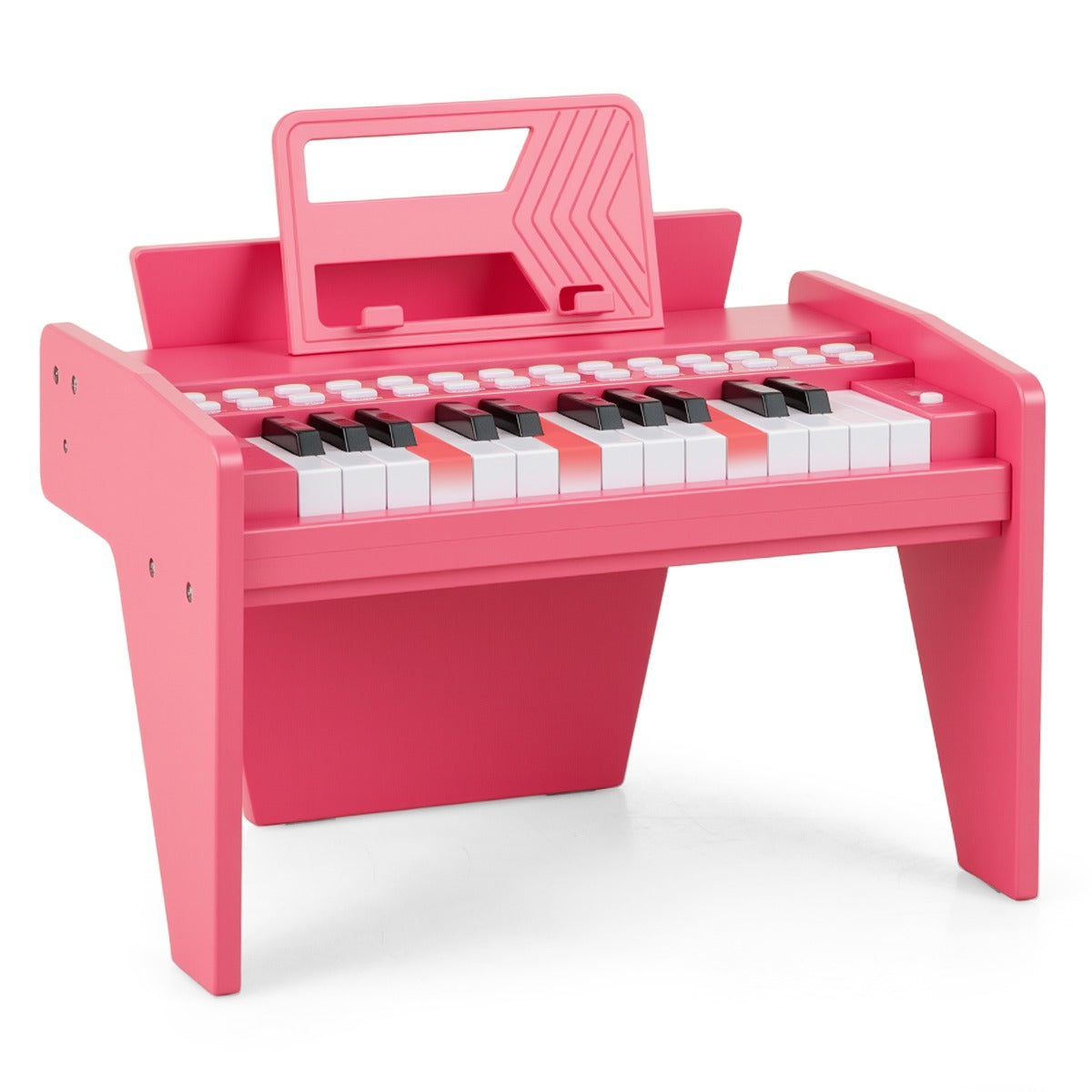 Livsk costway 25 toetsen mini digitale piano voor kinderen houten speelgoed met instelbaar tempo en volume roze