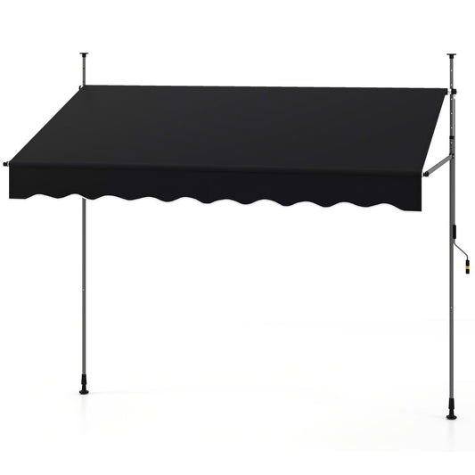 LIVSK Uitschuifbare Zonwering - Handmatig - Verstelbare Hoogte 210-300 cm - Stabiele Constructie - Elegant Zwart