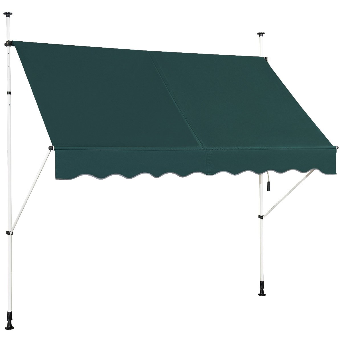 LIVSK Uitschuifbaar Zonnescherm - Weerbestendig Polyester - Hoogte Verstelbaar - Handmatige Slinger - Voor Balkon en Tuin - Groen