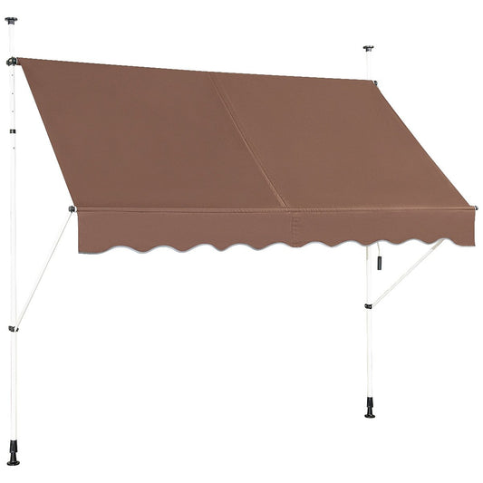 LIVSK Uitschuifbare Markies - Weerbestendig Polyester - Aluminium Frame - Handmatig Verstelbaar - 200-300 cm - Bruin