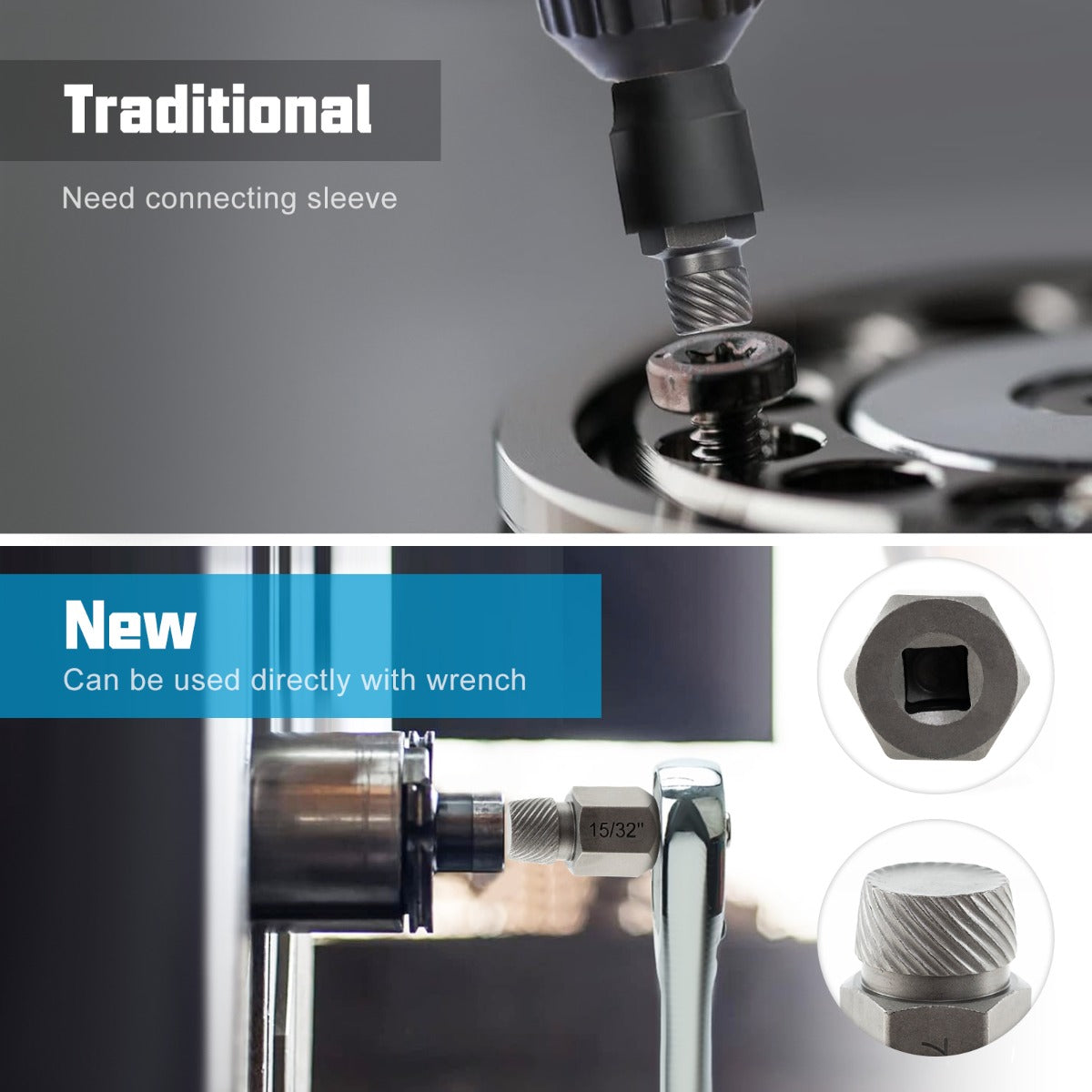 LIVSK Schroefverwijderaarset - 25 Verwijderaars van 1/8" tot 7/8" - Chroom-molybdeenstaal - HDPE-doos - Oranje / Blauw