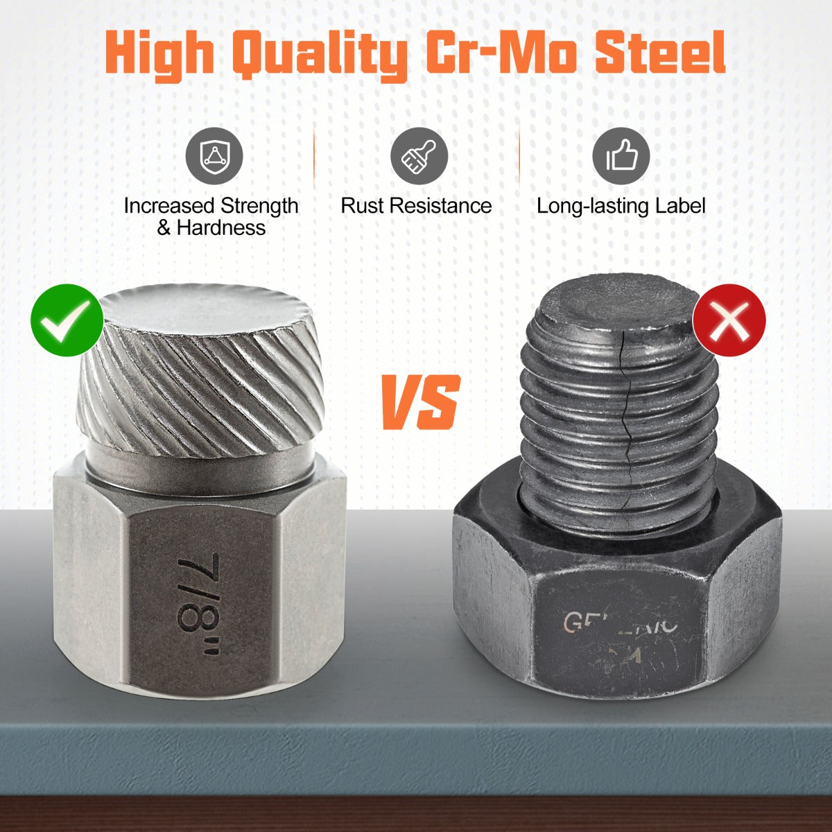 LIVSK 27-Delige Schroefverwijderaarset - Cr-Mo-Staal met Adapters - Voor Diverse Gereedschappen - HDPE-Doos - Oranje