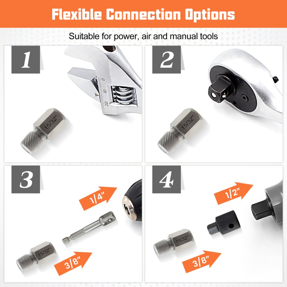 LIVSK 27-Delige Schroefverwijderaarset - Cr-Mo-Staal met Adapters - Voor Diverse Gereedschappen - HDPE-Doos - Oranje