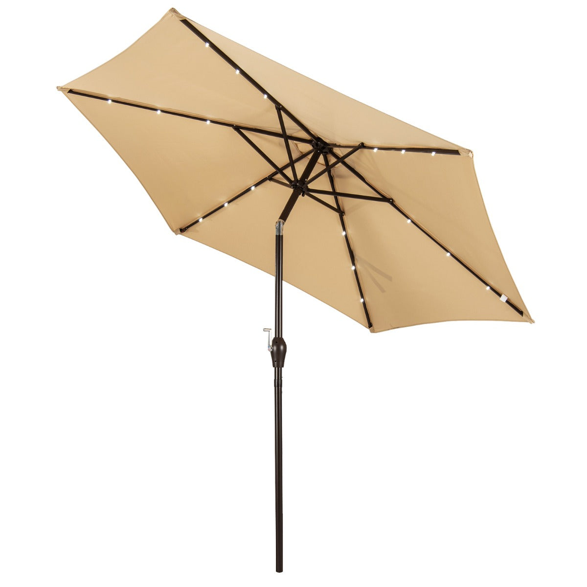 LIVSK Tuinparasol met LED-verlichting - Kantelbaar en Ruimtebesparend - 2,7 meter Diameter - Stevige Stalen Constructie - Beige