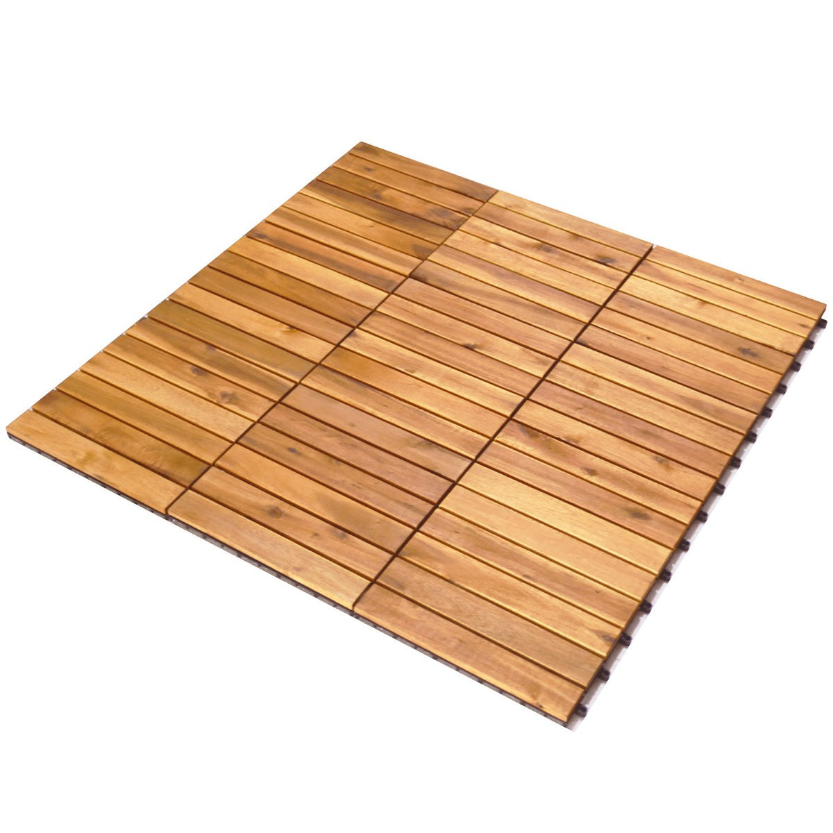 Livsk costway 27 stuks houten tegels balkonvloeren wpc terrasplanken acaciahout 30 x 30 x 24 cm gereedschapsvrije montage gestreept patroon