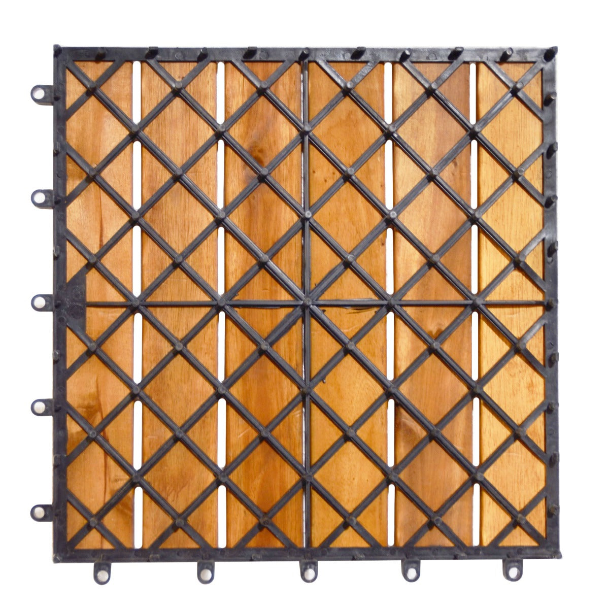 Livsk costway 27 stuks houten tegels balkonvloeren wpc terrasplanken acaciahout 30 x 30 x 24 cm gereedschapsvrije montage gestreept patroon