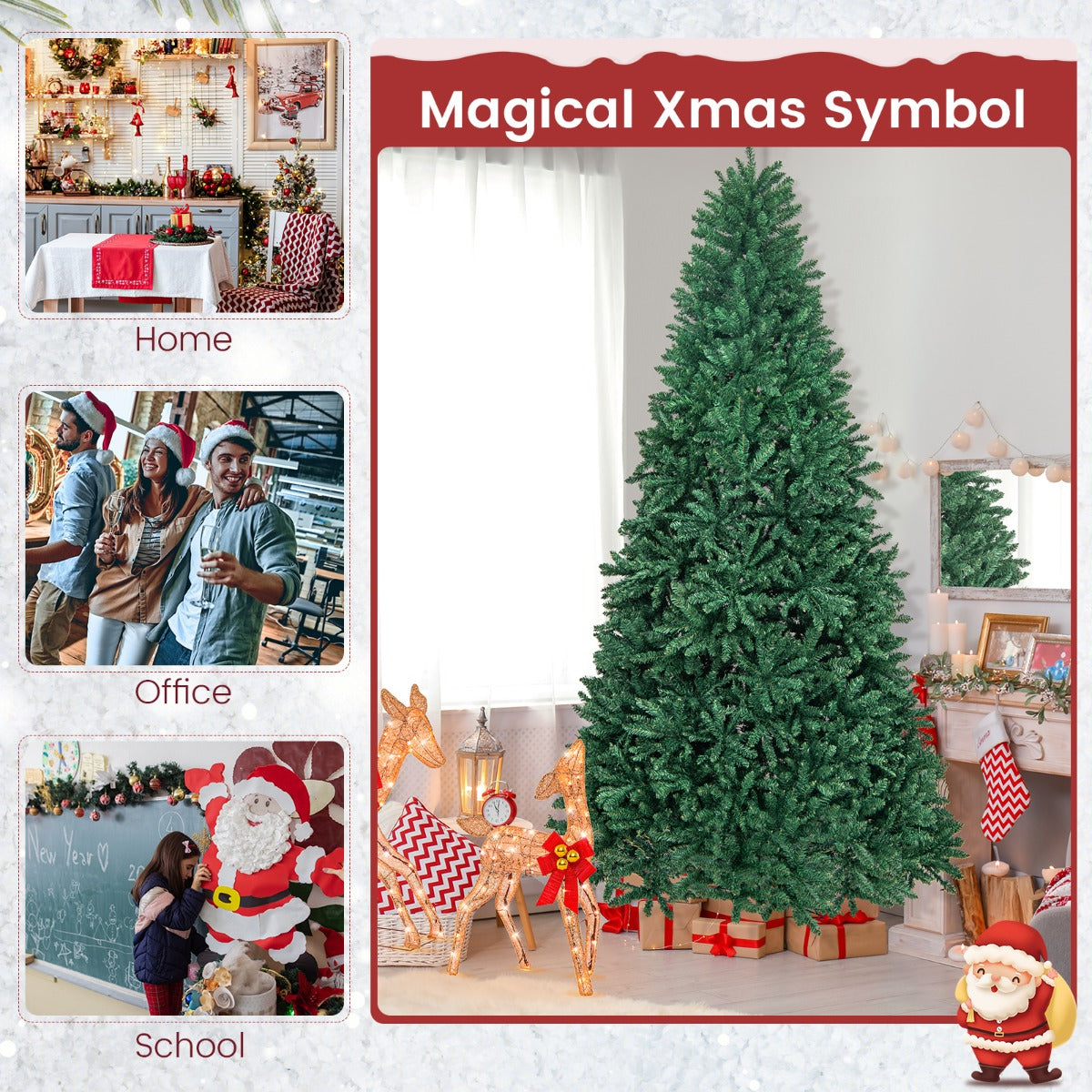LIVSK Kunstkerstboom 270 cm - 3594 Takpunten - Brandveilig PVC - Stabiele Metalen Standaard - Opvouwbaar - Groen
