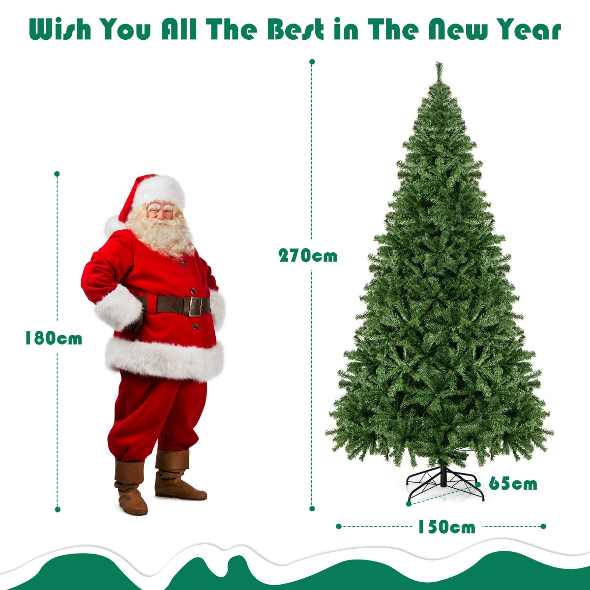 LIVSK Kunstkerstboom met Klapsysteem - 2132 PVC Naalden - 180 cm - Stevige Metalen Standaard - Eenvoudige Montage - Groen